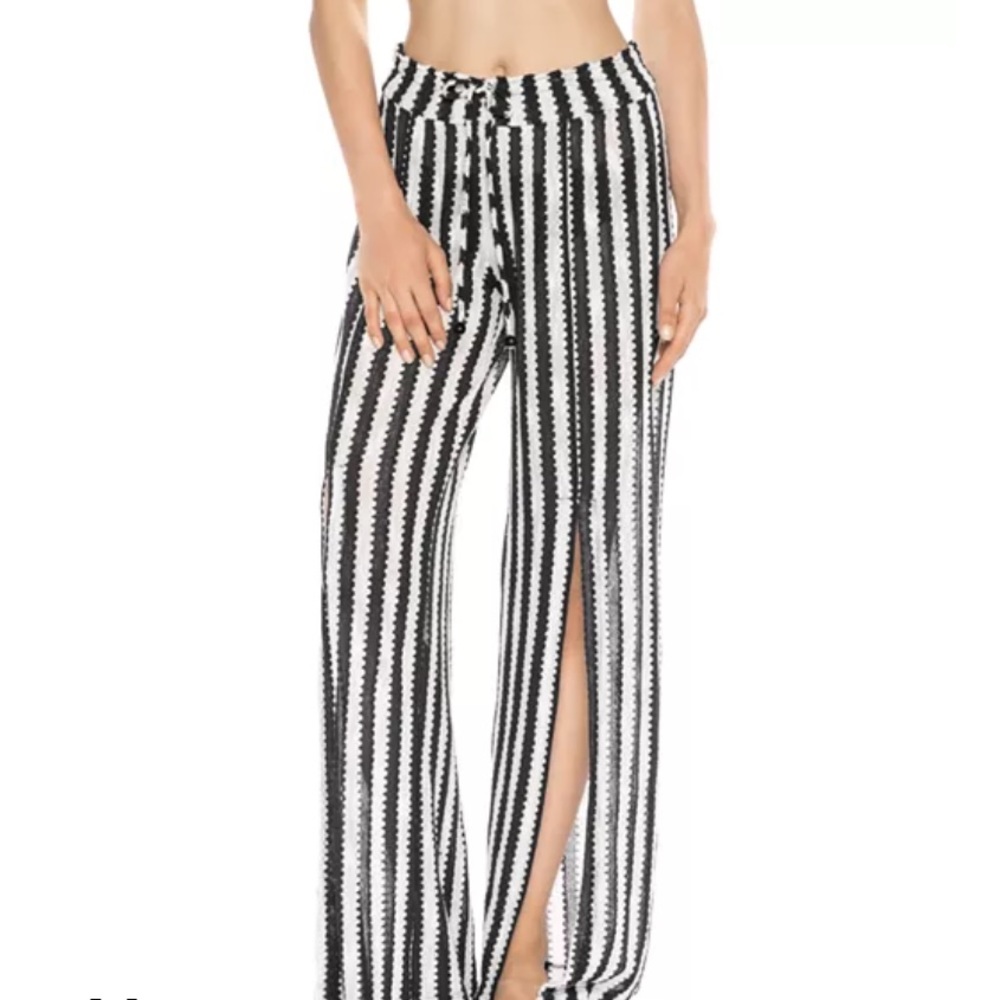 Isabella Rose Ships Ahoy Crochet Cover-Up Striped Pants Black and White